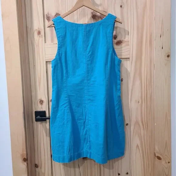 Abercrombie & Fitch Linen Blend Mini Square Neck Shift Dress Beach Coastal XL - Picture 4 of 11